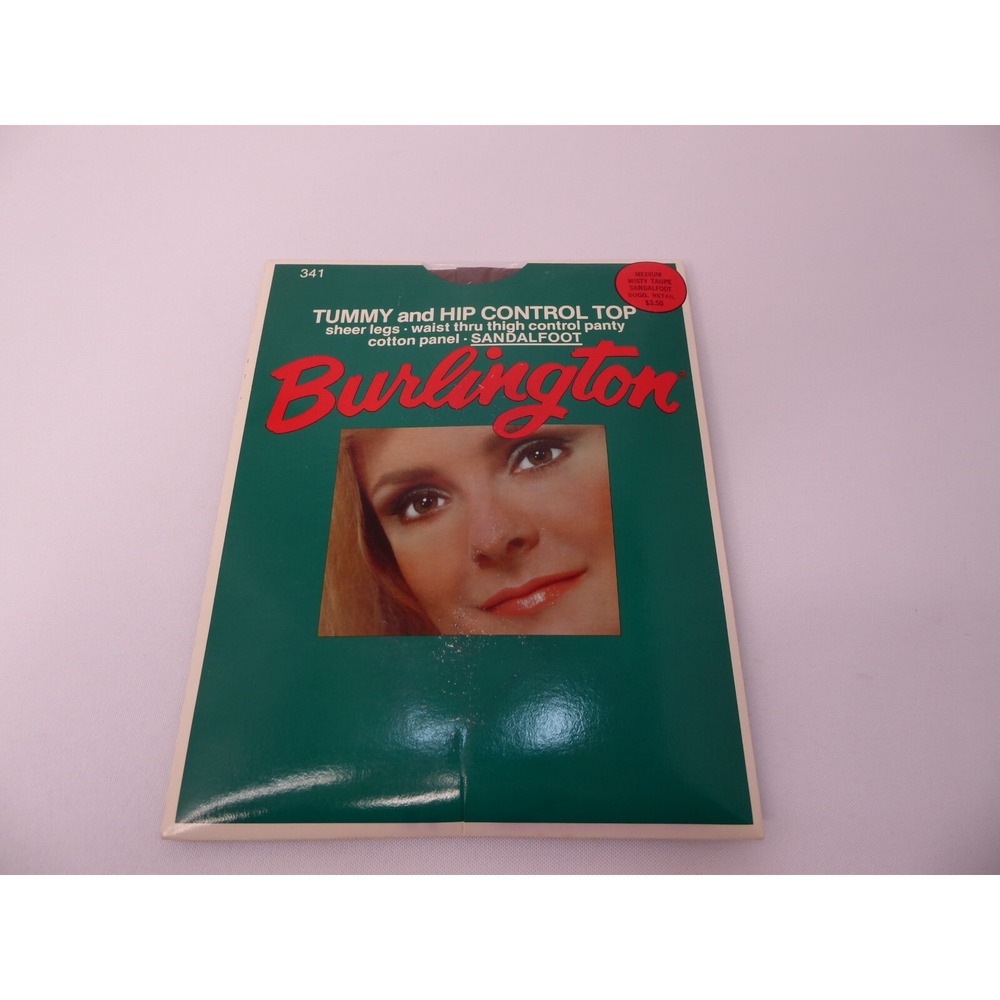 VTG Pantyhose Burlington 341 M Misty Taupe Sandalfoot Tummy Hip Control NEW
